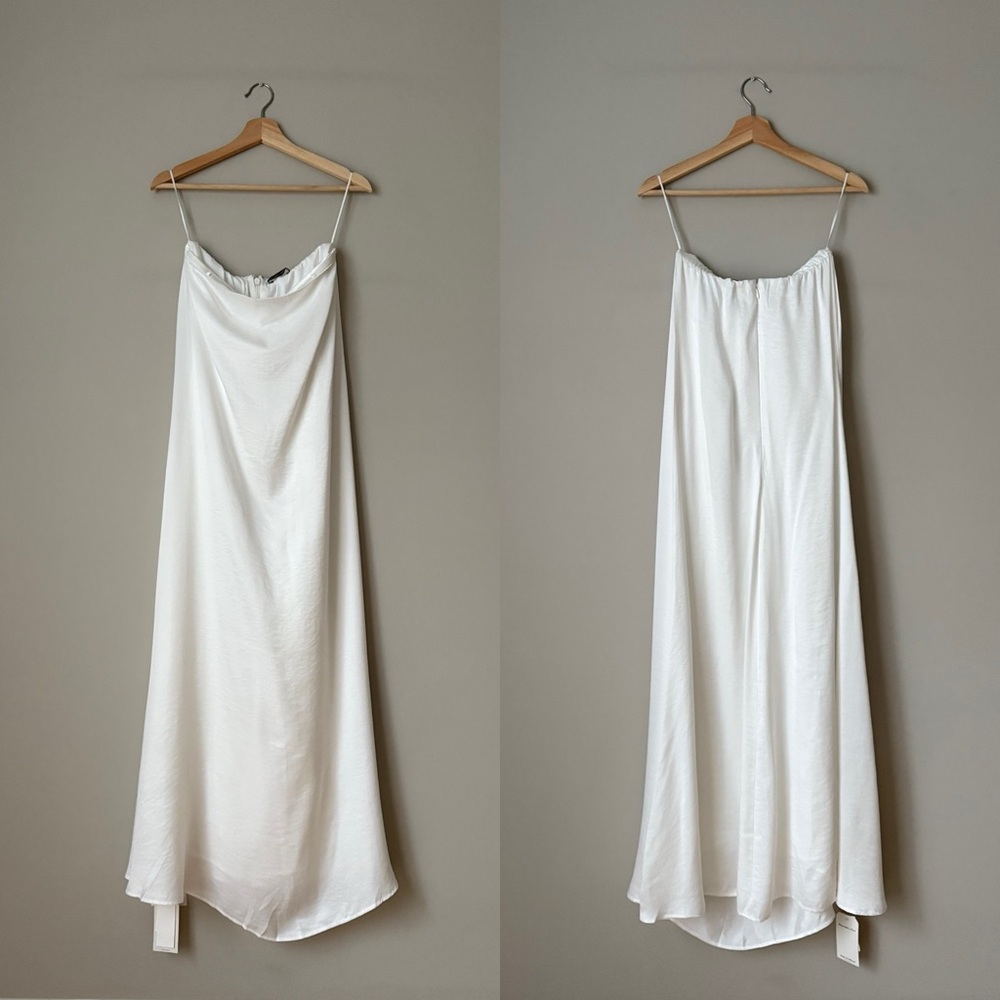 NWT {Abercrombie & Fitch} White Strapless Trapeze Maxi Dress - Picture 6 of 7